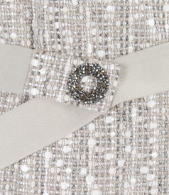 Multicolored loops cotton jacket with crystals