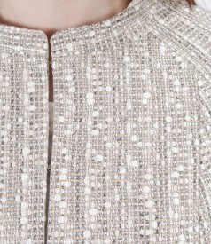 Multicolored loops cotton jacket with crystals