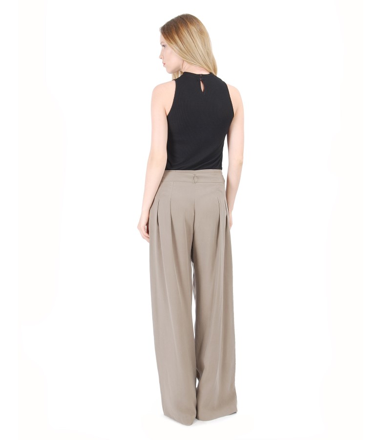 Velour jersey blouse without sleeves with viscose large pants
