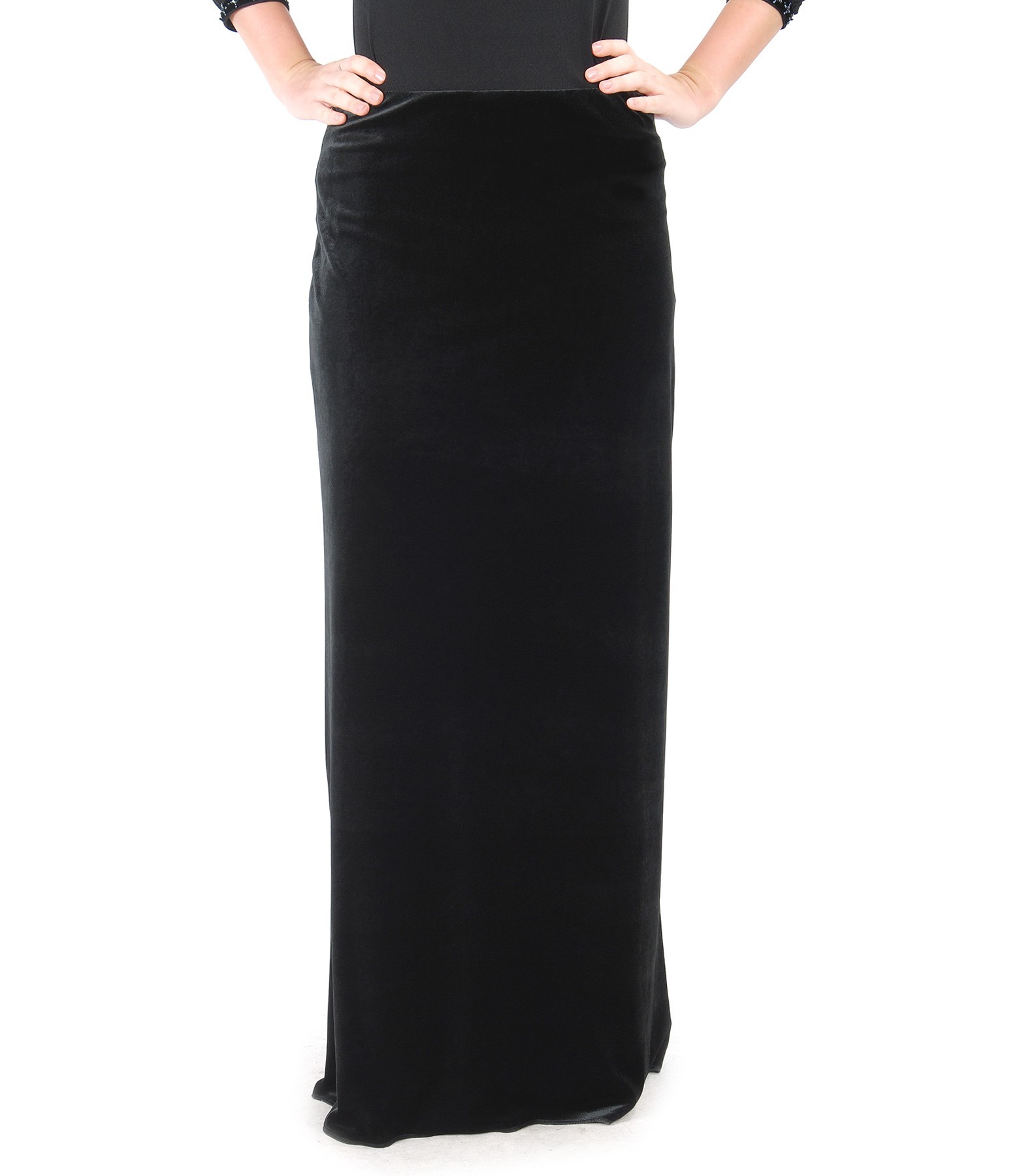 Long elastic velvet skirt black - YOKKO