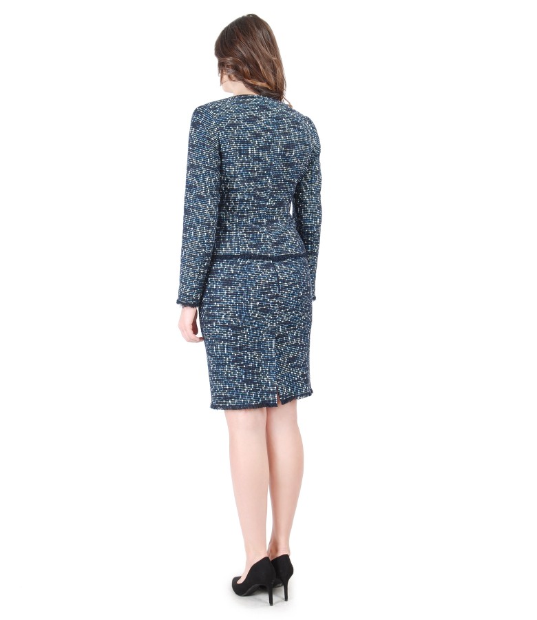 Office women suit with jacket and multicolor loops skirt