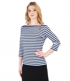 Elastic jersey blouse embellished with crystals