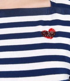 Elastic jersey blouse embellished with crystals