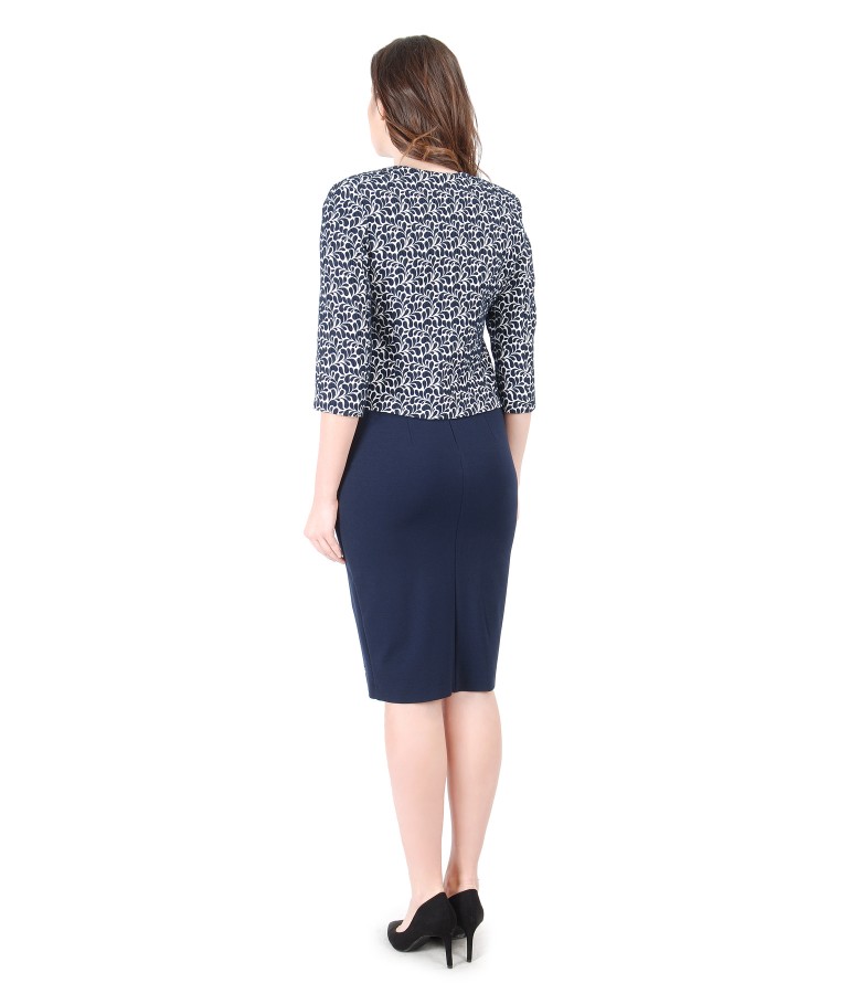 Corrugated elastic cotton jacket with elastic jersey dress