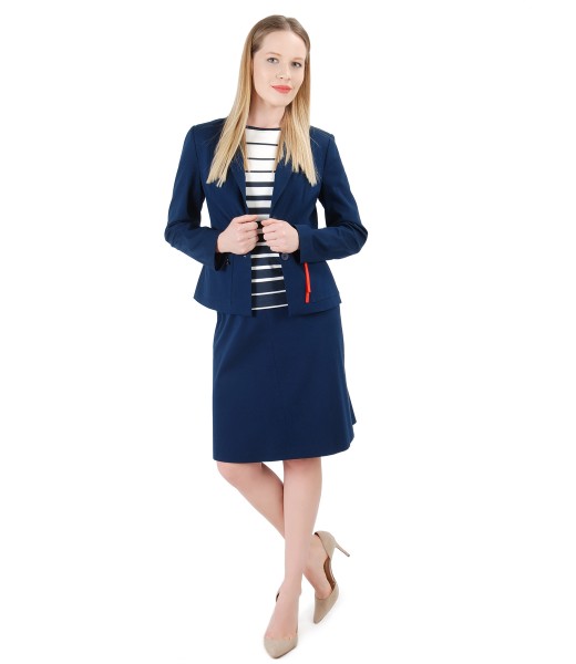Women office suit with jacket and textured cotton skirt