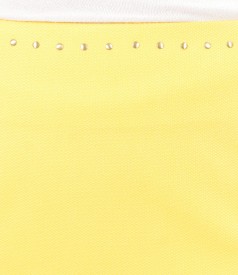 Textured cotton tapered skirt with fringe