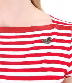 Elastic jersey blouse embellished with crystals