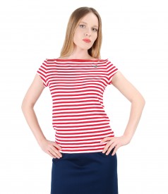Elastic jersey blouse embellished with crystals