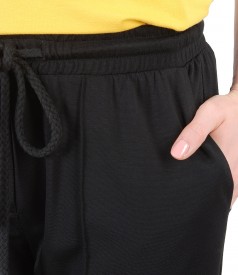 Wide pants with elastic waist with crystals