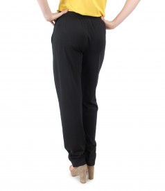 Wide pants with elastic waist with crystals