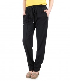 Wide pants with elastic waist with crystals