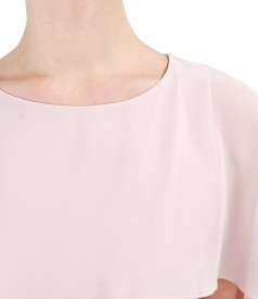 Elegant blouse with veil cape and button on the back