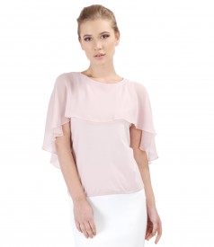 Elegant blouse with veil cape and button on the back