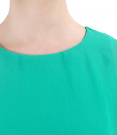 Elegant blouse with veil cape and button on the back