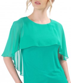 Elegant blouse with veil cape and button on the back