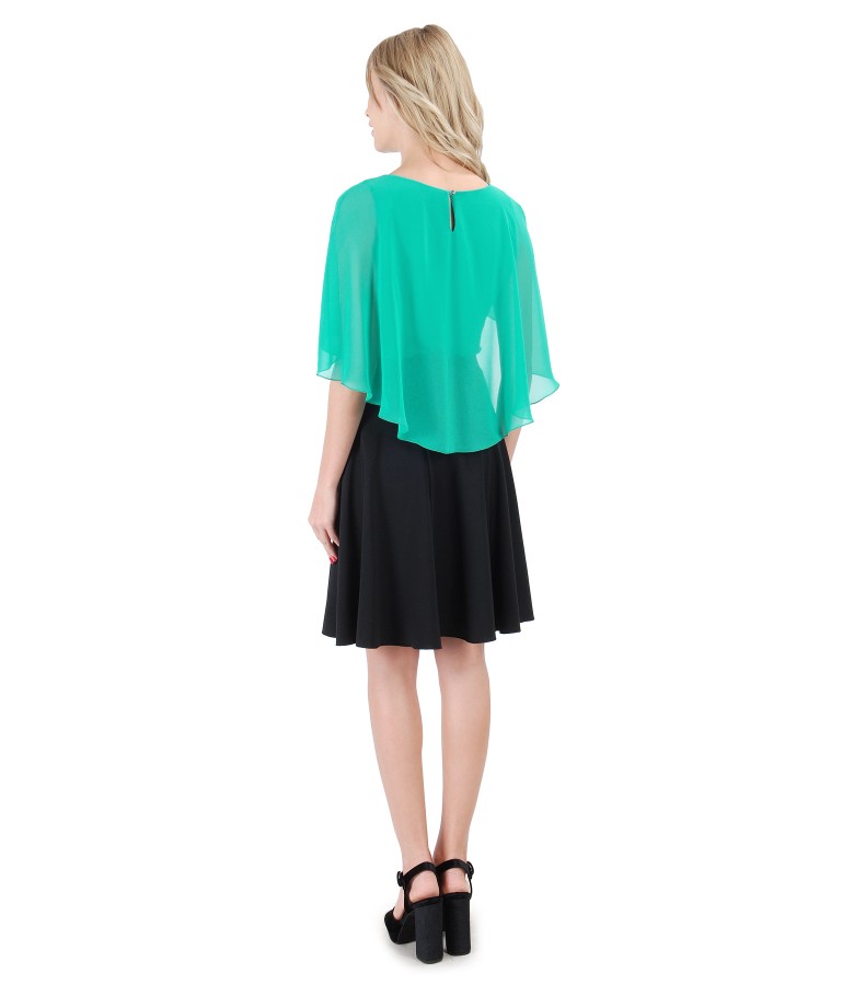 Flaring skirt with veil cape