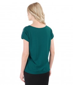 Elastic jersey blouse with floral print