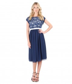 Evening dress with floral lace and pearls