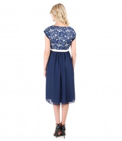 Evening dress with floral lace and pearls