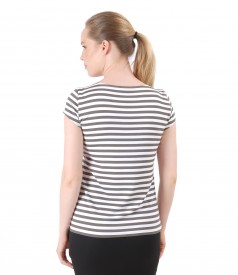 Elastic jersey blouse embellished with crystals