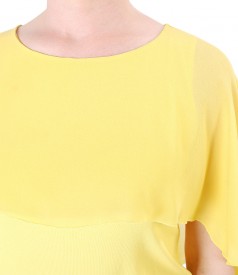 Elegant blouse with veil cape and button on the back