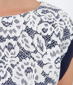 Evening dress with floral lace and pearls