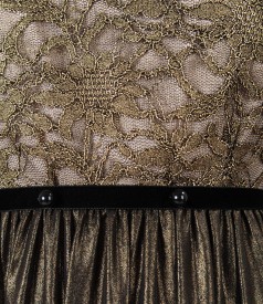 Evening dress with lace and pearls