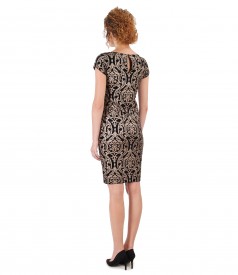 Evening dress made of elastic printed velvet