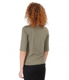 Elastic jersey blouse embellished with crystals