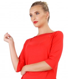Elastic jersey blouse embellished with crystals