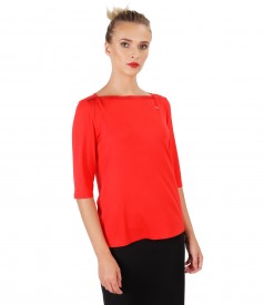 Elastic jersey blouse embellished with crystals