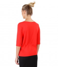 Elastic jersey blouse embellished with crystals