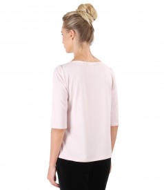 Elastic jersey blouse embellished with crystals