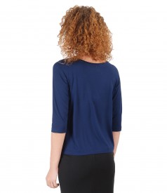 Elastic jersey blouse with 3/4 sleeves