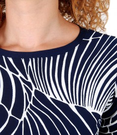 Elastic jersey blouse with embossed print