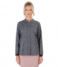 Elegant blouse with long sleeves embellished with crystals