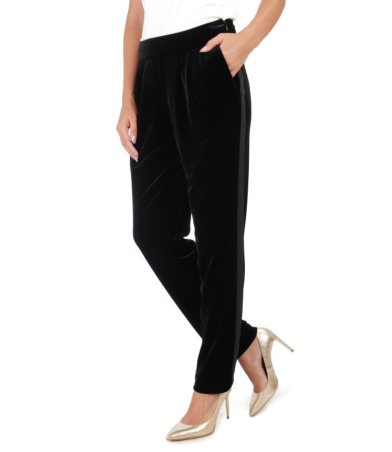 Buy HM Women Black Solid Wide Velvet Trousers online  Looksgudin