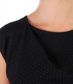 Dress with elastic jersey folds