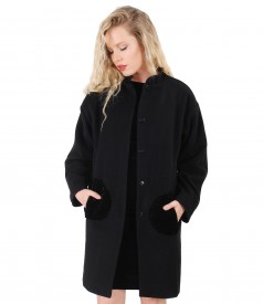 Wool and cashmere jacket doubled with printed satin