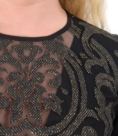 Blouse with golden lace