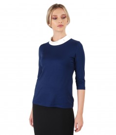 Elastic jersey blouse with  crystals
