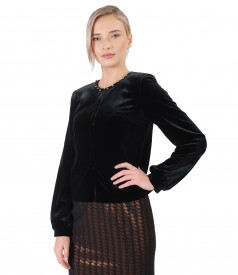 Jacket made of velvet  embellished with crystals