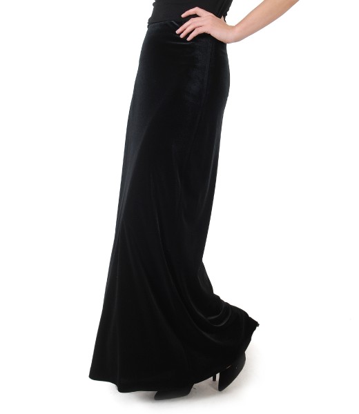 Long elastic velvet skirt