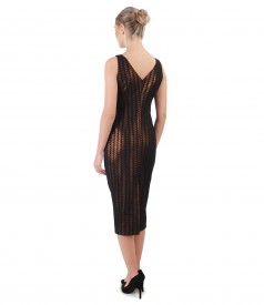 Evening dress embellished with crystals on the shoulder