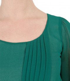 Veil evening dress with crystals on the belt