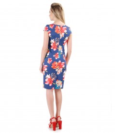Midi elastic cotton dress with floral print