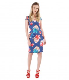 Midi elastic cotton dress with floral print