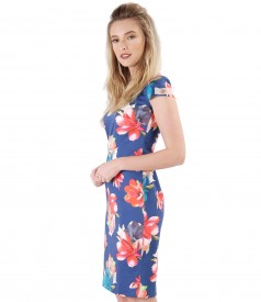 Midi elastic cotton dress with floral print