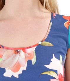 Midi elastic cotton dress with floral print