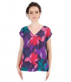 Bluza lejera cu fata din vascoza imprimata cu motive florale